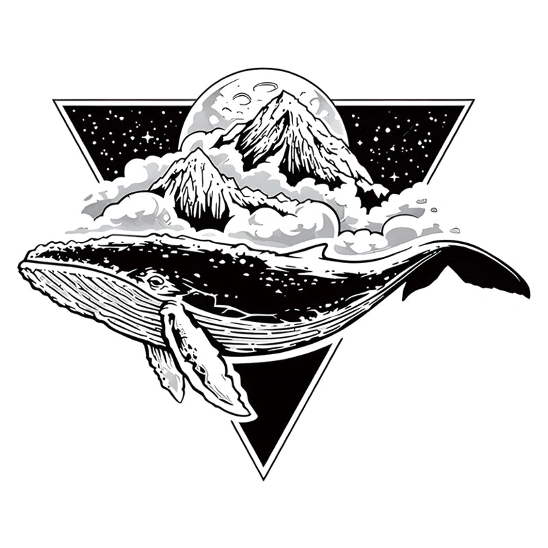 Whale & Mountains tattoo design