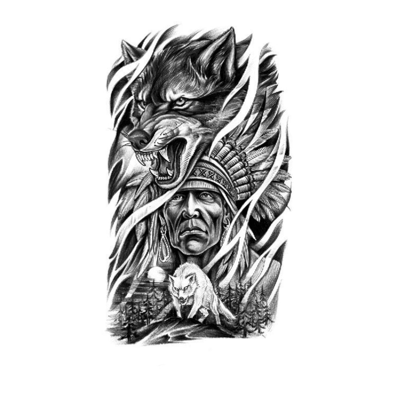 Wolf & Tribal Chief-InkOMG