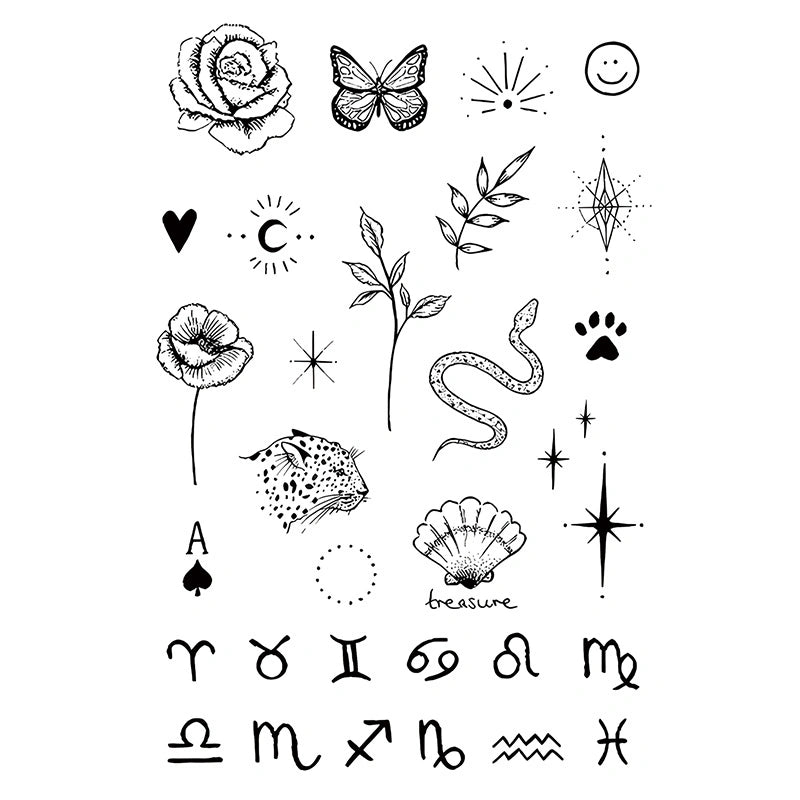 Zodiac & Mini Symbols Sheet tattoo design