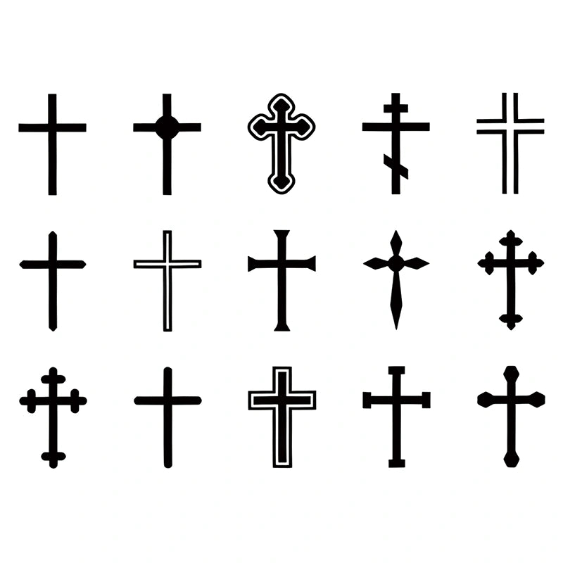 Cross icons semi-permanent tattoo sheet from the Faith & Cross Essentials 4-Pack.
