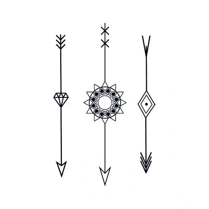 Ornamental arrows and mandala semi-permanent tattoo design from the Ink Starter Set (4-Pack)