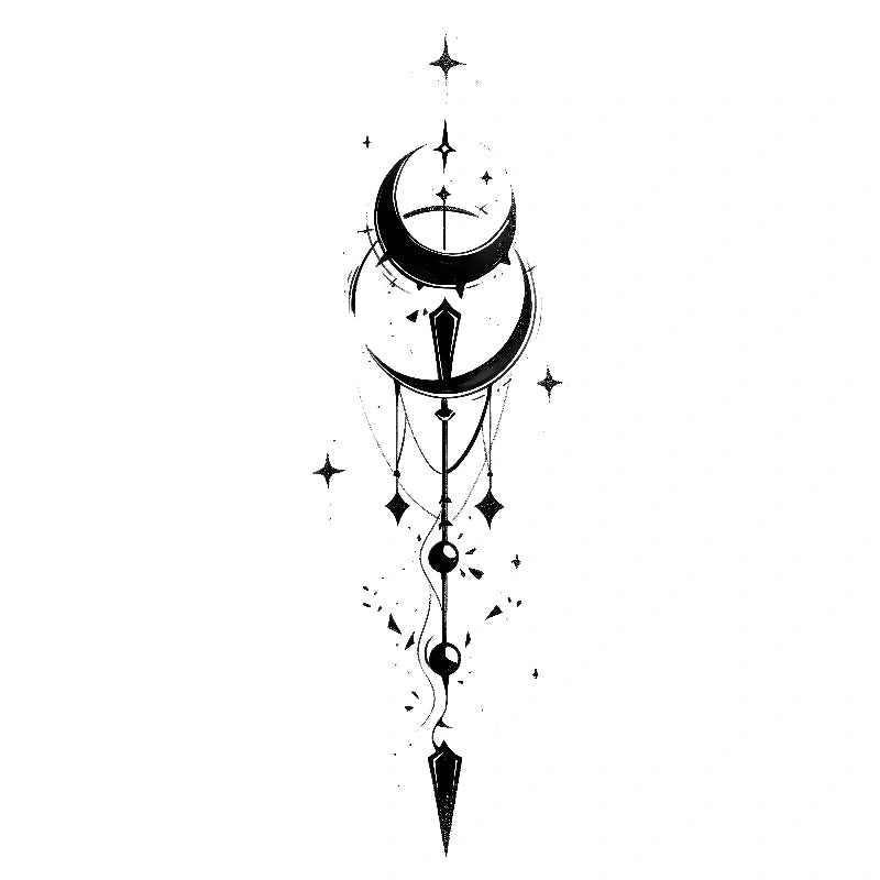 Moon drop charm semi-permanent tattoo design with sparkles from the Moon & Sun Celestial Symbols 4-Pack.