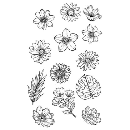 Mini Flowers and leaves semi-permanent tattoo sheet from the Moonlit Butterflies Mini Set (4-Pack).