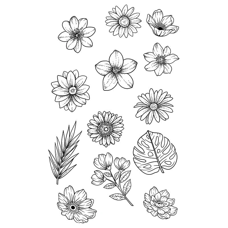 Mini Flowers and leaves semi-permanent tattoo sheet from the Moonlit Butterflies Mini Set (4-Pack).