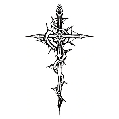 Spiked_Cross_with_Thorns Tattoo Designs